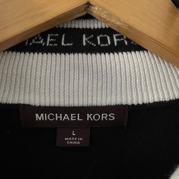 Michael Kors Men’s Black 1/4 Zip Sweater L | Classic Cotton Rib Knit Pullover - Picture 8 of 14